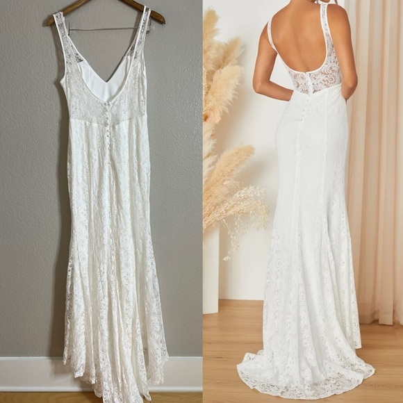 Beloved Eternity White Lace Sleeveless Backless Maxi Dress - Picture 3 of 10